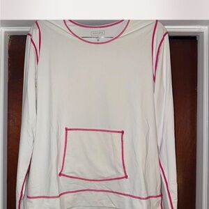 Athleta White Top with Pink Stitching